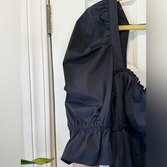 cinq a sept Navy Puff-Sleeve Smocked Mini Dress - Picture 5 of 12